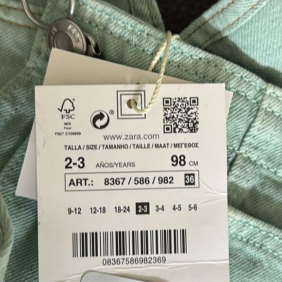 ZARA Kids | Sea Green | DENIM OVERALLS - Picture 7 of 8